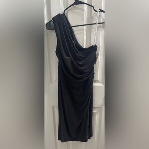 David's Bridal Black One Shoulder Dress
